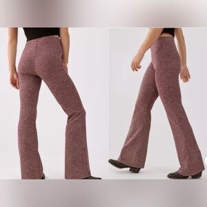 UO urban outfitters maroon and white trippy print flare hippy pants Bryn style